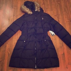 US Polo Assn Black Puffer Coat Jacket L